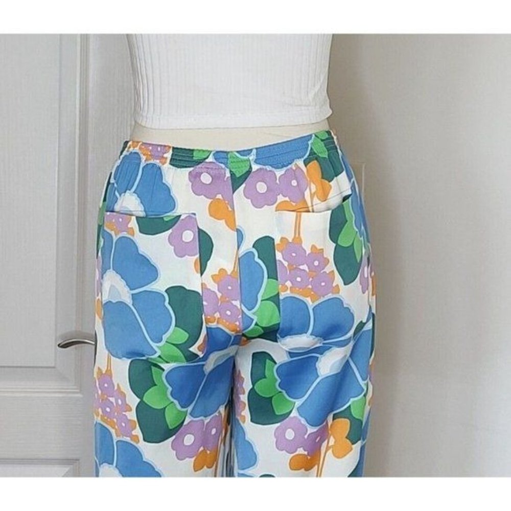 ZARA Floral Straight Leg Pants Groove Retro Bohemiam Hippie - Picture 9 of 11